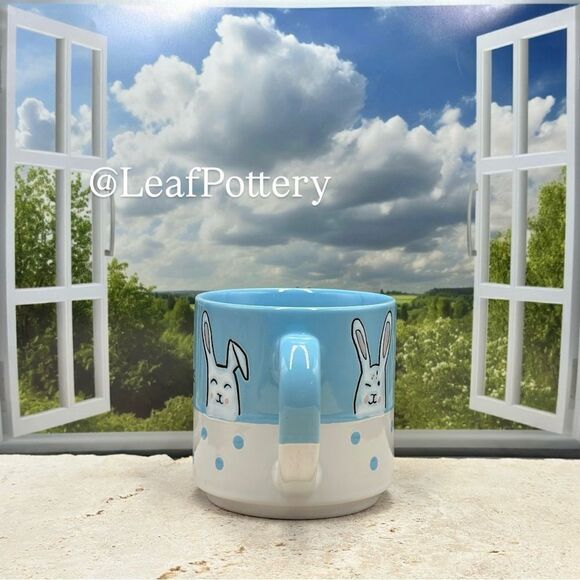 Silly Bunny Blue/ White Ceramic 20oz Mug - Picture 6 of 10